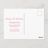 Carte Postale Fille 12e anniversaire Fleurs roses Feuillage vert (Dos)