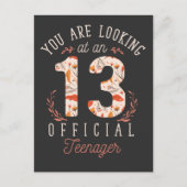 Carte Postale Fille 13e anniversaire regardant une adolescente o (Devant)