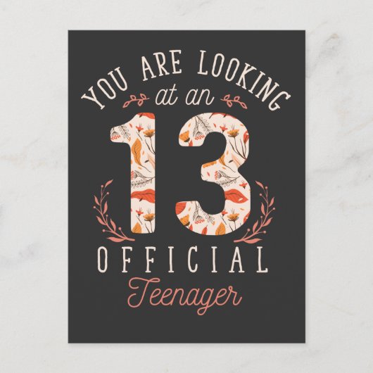 Carte Postale Fille 13e anniversaire regardant une adolescente o (Devant)