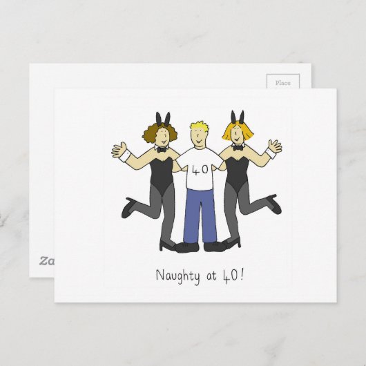 Carte Postale Fille à 40 ans ! Caricature de voeux d'anniversair (Devant / Derrière)