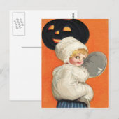 Carte Postale Fille à la citrouille Jack O Lantern (Devant / Derrière)