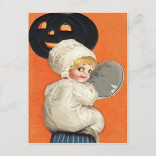 Carte Postale Fille à la citrouille Jack O Lantern