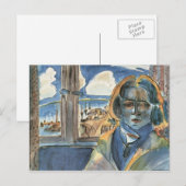 Carte Postale Fille à la fenêtre (Sonia) par Walter Gramatte (Devant / Derrière)