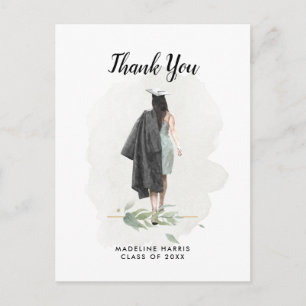 Carte Postale Fille à l'aquarelle Feuillage Photo personnalisée