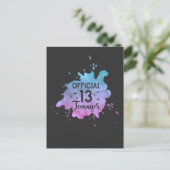Carte Postale Fille adolescente officielle 13ème anniversaire (Debout devant)