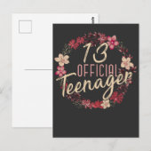 Carte Postale Fille adolescente officielle Fleur d'anniversaire (Devant / Derrière)