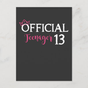 Carte Postale Fille adolescente officielle princesse 13e anniver