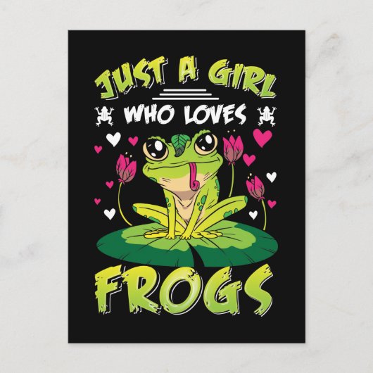 Carte Postale Fille aime la fille de grenouilles Kawaii Frog Lov (Devant)
