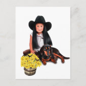 Carte Postale Fille amérindienne avec Dachshund (Devant)