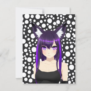 Carte Postale Fille Anime Cool Anniversaire avec Cheveux et Yeux
