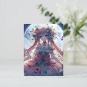 Carte Postale Fille Anime Fleur Lune Fée (Debout devant)