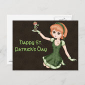 Carte Postale Fille Anime Redhead Et Leprechaun (Devant / Derrière)