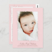 Carte postale Fille Annonce de naissance rose Vint (Devant / Derrière)