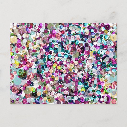 Carte Postale Fille arc-en-ciel Faux Sequins Bling (Devant)