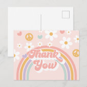 Carte Postale Fille arc-en-ciel rétro groovy anniversaire (Devant / Derrière)