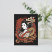 Carte Postale Fille asiatique | Dragon chinois (Debout devant)