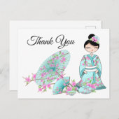 Carte Postale Fille asiatique merci (Devant / Derrière)