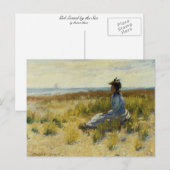 Carte Postale Fille assise au bord de la mer (Devant / Derrière)