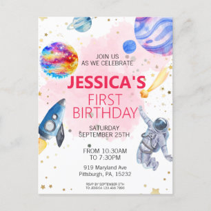 Carte Postale Fille Astronaute Espace Extérieur Navette Spatiale