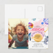 Carte Postale Fille Astronaute Espace Fusée Planète (Devant / Derrière)