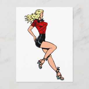 Carte Postale Fille au charme rétro à côté, Blonde Bombshell