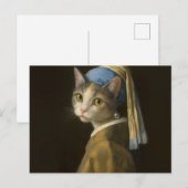 Carte Postale Fille au collier de perles Chat (Devant / Derrière)