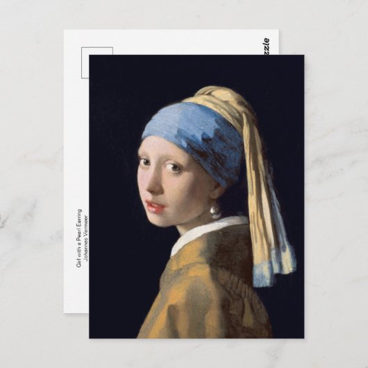 Carte Postale Fille au collier de perles par Johannes Vermeer Po (Devant / Derrière)