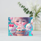 Carte Postale Fille au glace Kawaii (Debout devant)