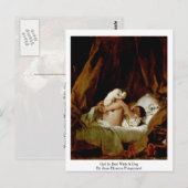 Carte Postale Fille Au Lit Avec Un Chien Par Jean-Honore Fragona (Devant / Derrière)