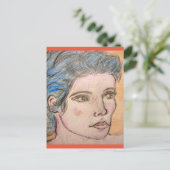 Carte Postale Fille aux cheveux bleus (Debout devant)