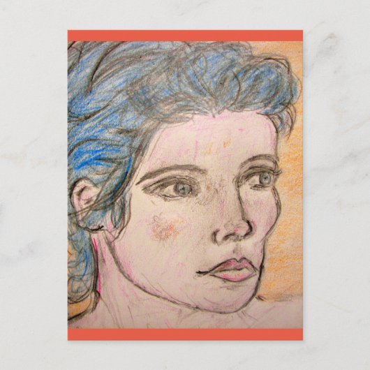 Carte Postale Fille aux cheveux bleus (Devant)