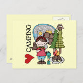 Carte Postale Fille aux Cheveux Bruns J'aime le Camping (Devant / Derrière)