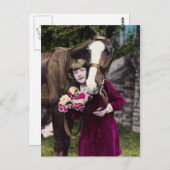 Carte Postale Fille aux fleurs (Devant / Derrière)