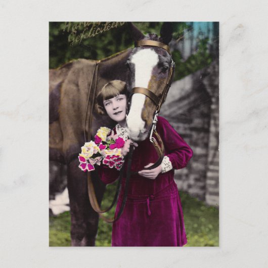 Carte Postale Fille aux fleurs (Devant)