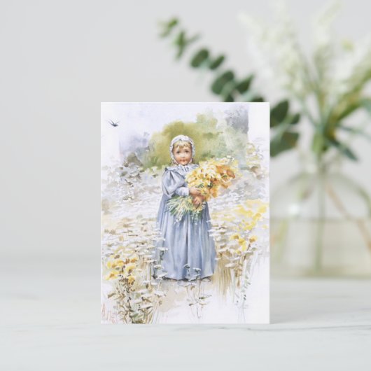 Carte Postale Fille aux fleurs (Debout devant)