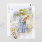 Carte Postale Fille aux fleurs (Devant / Derrière)