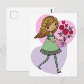 Carte Postale Fille aux fleurs (Devant / Derrière)