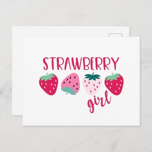 Carte Postale Fille aux fraises (Devant / Derrière)