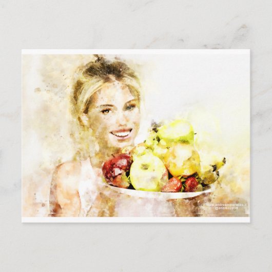 Carte Postale Fille aux fruits (Devant)