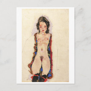 Carte Postale Fille aux jarretières rouges Egon Schiele