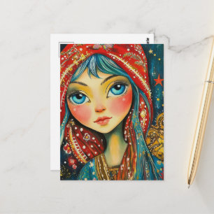 Carte Postale Fille aux yeux bleus