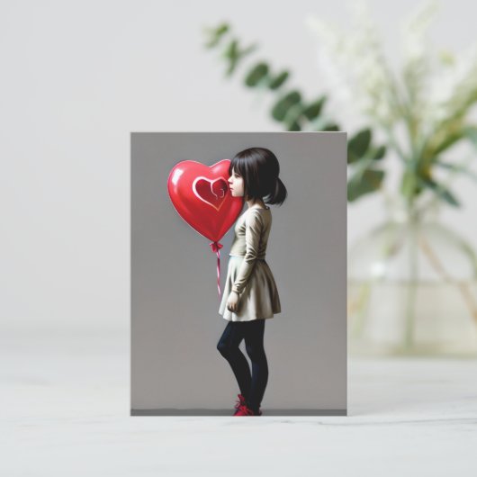 Carte Postale Fille avec ballon rouge (Debout devant)
