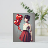 Carte Postale Fille avec ballon rouge (Debout devant)