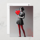 Carte Postale Fille avec ballon rouge (Devant / Derrière)
