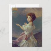 Carte Postale Fille avec ballons (Devant / Derrière)