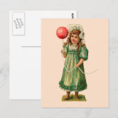 Carte Postale Fille avec Balloon Vintage (Devant / Derrière)