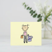 Carte Postale Fille avec cartable (Debout devant)