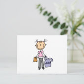 Carte Postale Fille avec cartable (Debout devant)