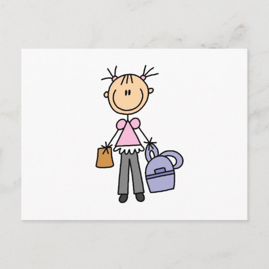 Carte Postale Fille avec cartable (Devant)