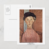 Carte Postale Fille Avec Casquette Par Modigliani Amedeo (Devant / Derrière)
